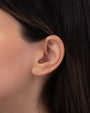 Arete de botón de ojo turco diminuto de diamantes en oro de 14K, foto 5