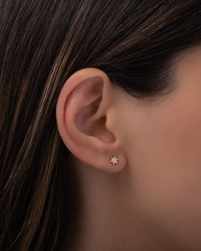 Tiny Diamond Star of David Stud Earring, photo 4