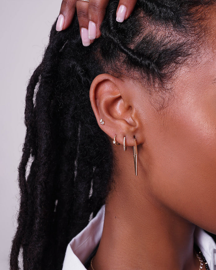 Aretes de botón Toi et Moi de diamantes en oro de 14K, foto 6