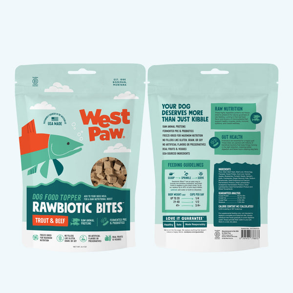 Rawbiotic Bites de trucha y res, complemento para la comida del perro, foto 2