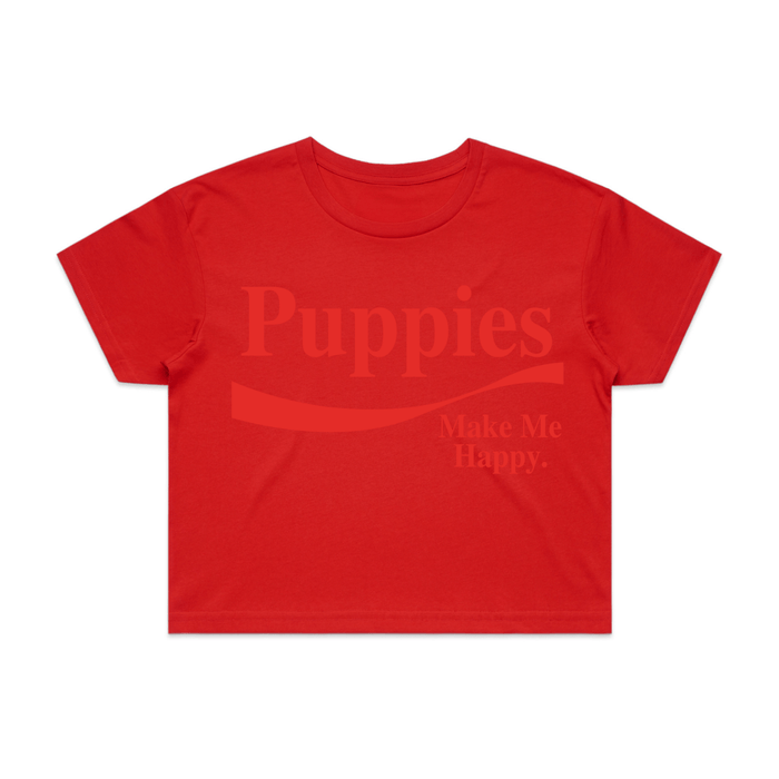 Enjoy Puppies Make Me Happy Crop Tee in red