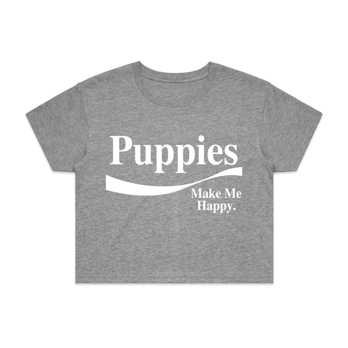 Enjoy Puppies Make Me Happy Crop Tee in sport grey