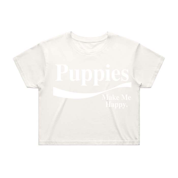 Enjoy Puppies Make Me Happy Crop Tee in sport grey