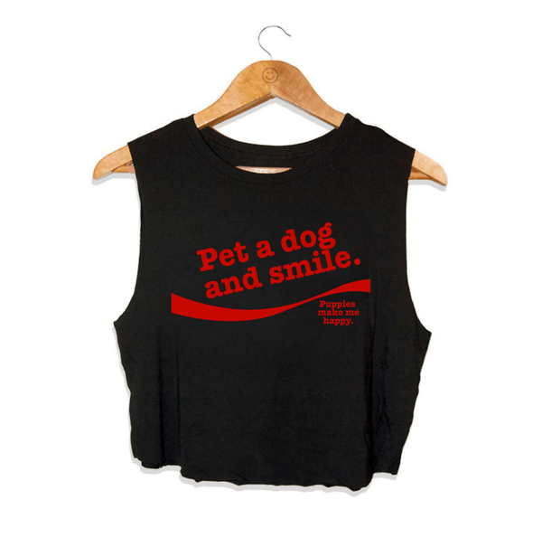 Pet A Dog And Smile Crop Tank in black