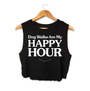 Dog Walks Are My Happy Hour Crop Top in black