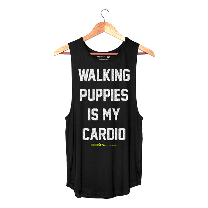 Walking Puppies is My Cardio Women's Sleeveless Tank in black