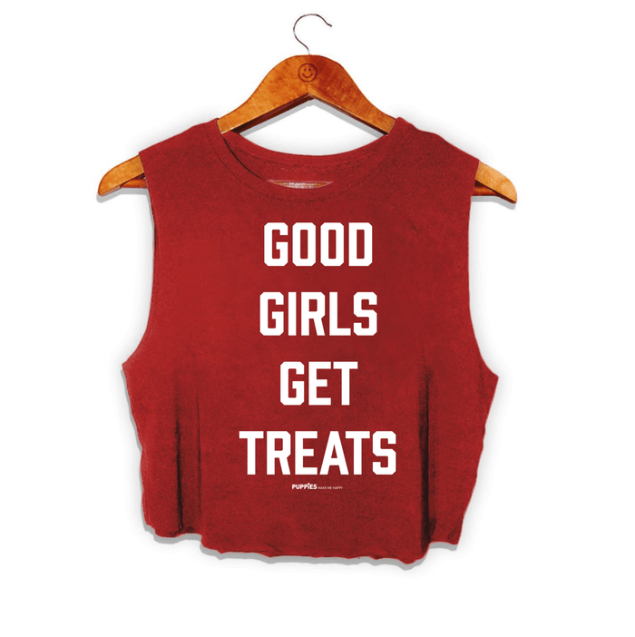 Good Girls Get Treats Crop Top in maroon