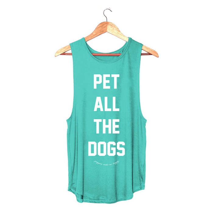 Pet All The Dogs Women's Sleeveless Tank in teal