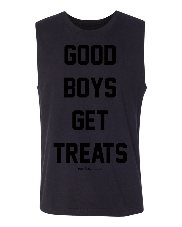 Good Boys Get Treats Muscle Tank in black foil