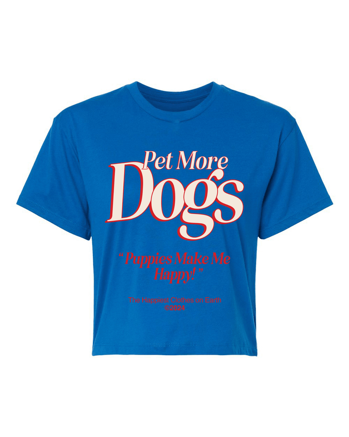 Pet More Dogs Crop Tee in royal blue