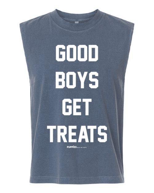 Good Boys Get Treats Muscle Tank in faded navy