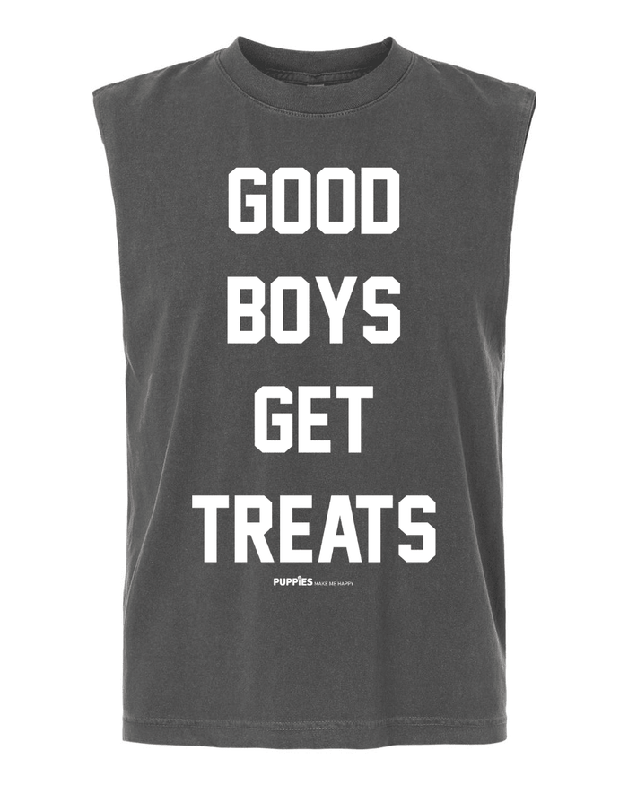 Good Boys Get Treats Muscle Tank in faded black