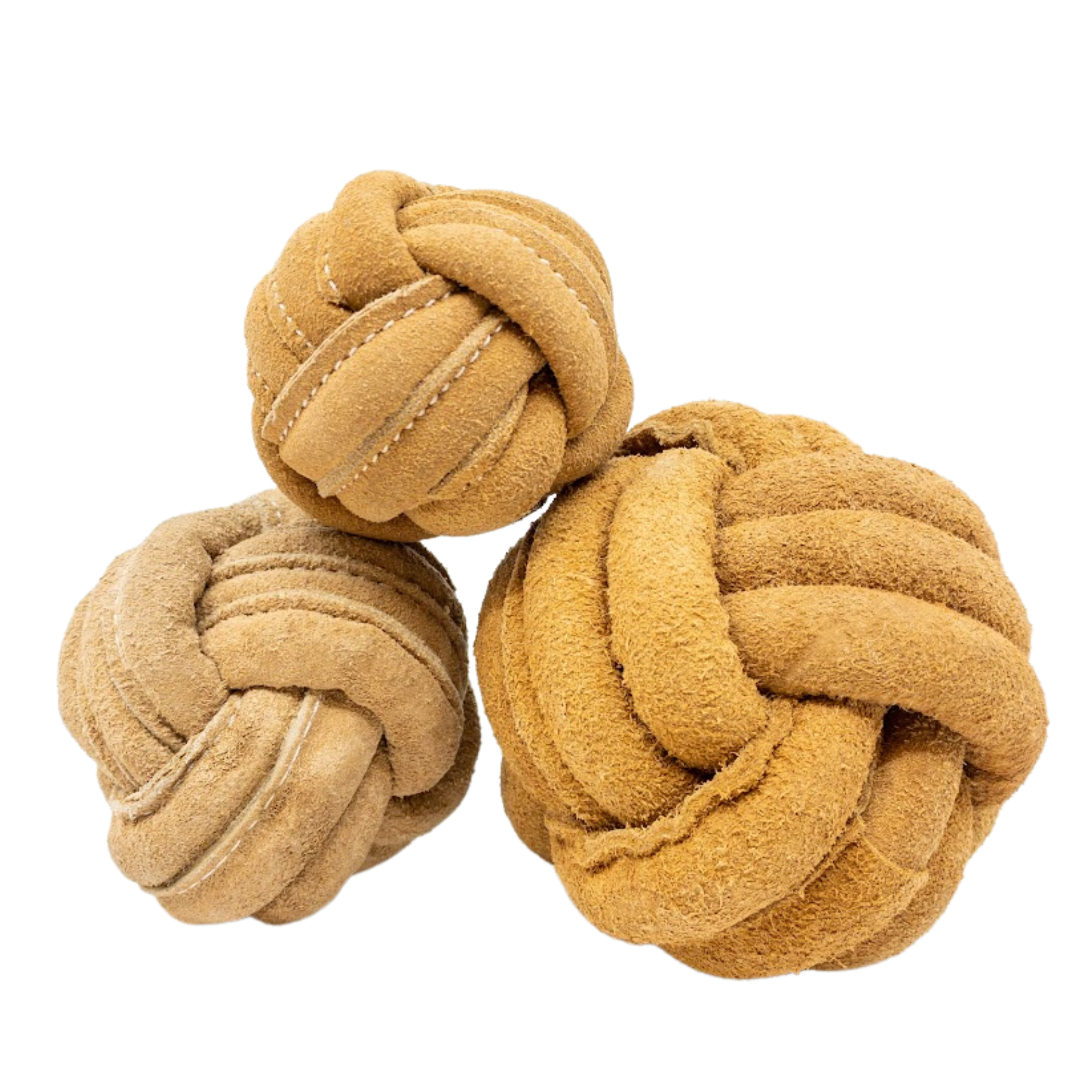 Huggle-Hide Natural Leather Ball Dog Toys, 2 Pack