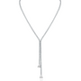 Round and Pear Cubic Zirconia Double Drop Y-Necklace in Rhodium-Plated Brass, photo 1