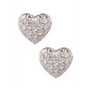 Aretes de botón en forma de corazón con zirconias cúbicas pavé en latón bañado en rodio, foto 1