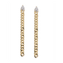 Aretes colgantes de cadena barbada con zirconia cúbica en talla pera en latón bañado en oro, foto 1