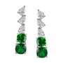 Green Cushion-Cut Cubic Zirconia Linear Drop Earrings in Rhodium-Plated Brass, photo 1