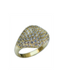 Anillo de sello para meñique con zirconias cúbicas en engaste pavé en latón bañado en oro de 14K, foto 1