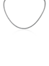 Round Cubic Zirconia Tennis Necklace in Rhodium-Plated Brass