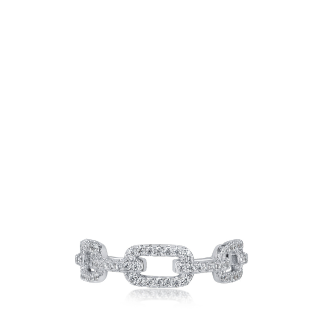Anillo de eslabones con zirconias cúbicas en engaste pavé en latón bañado en rodio, foto 1