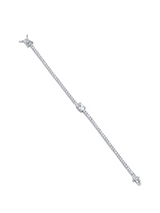 Oval Cubic Zirconia Flexible Bracelet in Rhodium-Plated Brass