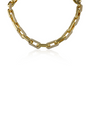 Collar de eslabones ovalados alternados con zirconias cúbicas pavé en latón bañado en oro de 18K, foto 1
