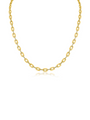 Pavé Cubic Zirconia Alternating Link Necklace in 18K Gold-Plated Brass, photo 1