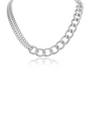 Collar de doble cadena entrelazada con zirconias cúbicas pavé en latón bañado en rodio, foto 1