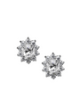 Aretes de botón con halo y zirconia cúbica ovalada en plata de ley, foto 1