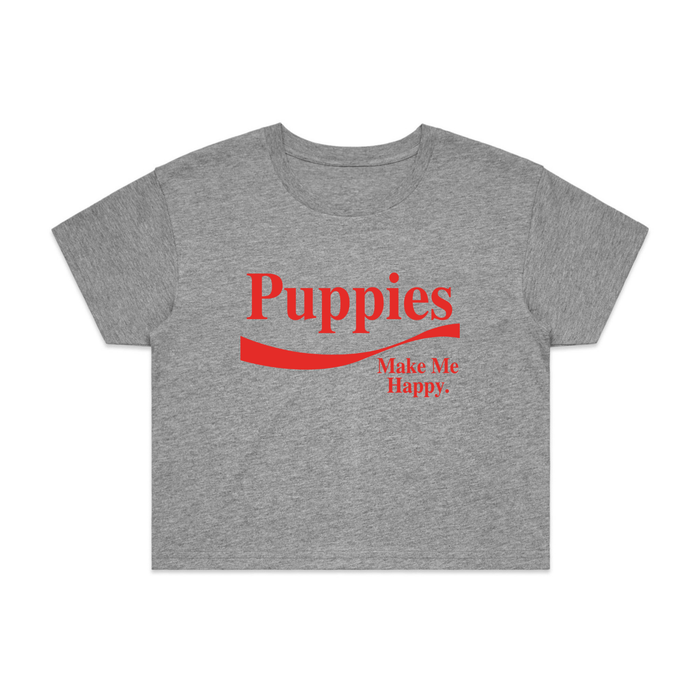 Enjoy Puppies Make Me Happy Crop Tee in grey