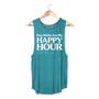 Dog Walks Are My Happy Hour Women's Sleeveless Tank in deep teal