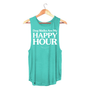 Dog Walks Are My Happy Hour Women's Sleeveless Tank in teal