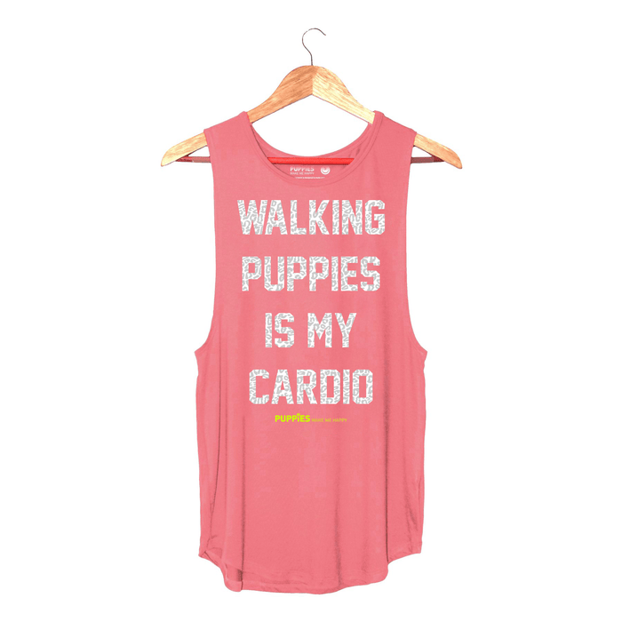Walking Puppies is My Cardio Women's Sleeveless Tank in hot pink