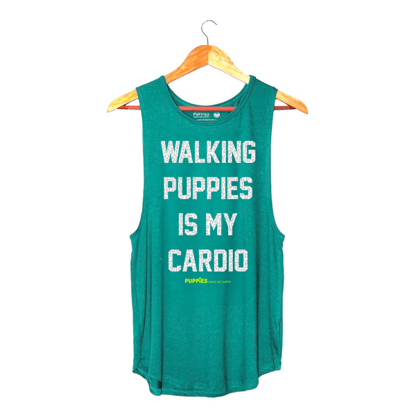 Walking Puppies is My Cardio Women's Sleeveless Tank in mermaid