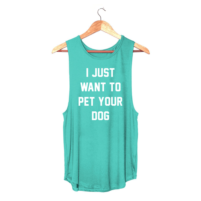 I Just Want to Pet Your Dog Women's Sleeveless Tank in teal