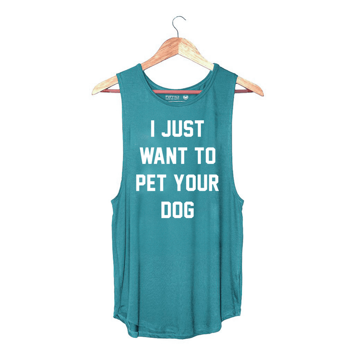 I Just Want to Pet Your Dog Women's Sleeveless Tank in deep teal