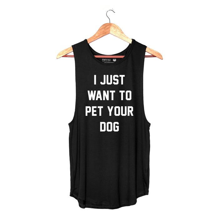 I Just Want to Pet Your Dog Women's Sleeveless Tank in black