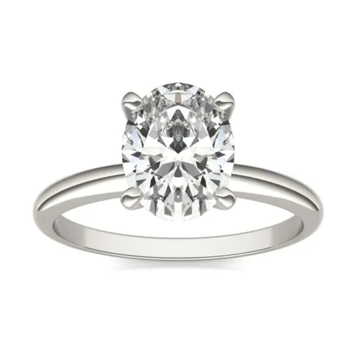Anillo de compromiso con diamante ovalado cultivado en laboratorio de 2.00 CTW en oro de 14K, foto 1