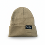 Puppies Make Me Happy Reversible Hipster Beanie in beige