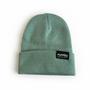 Puppies Make Me Happy Reversible Hipster Beanie in sage