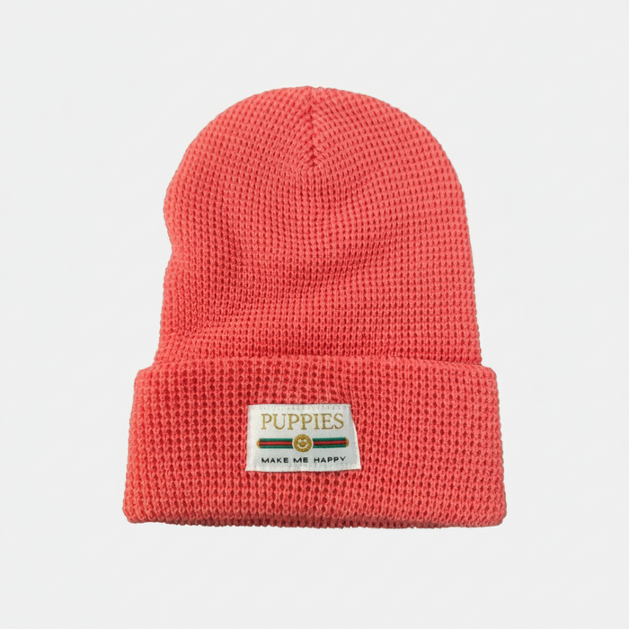 Pup Lux Gold Label Beanie in coral