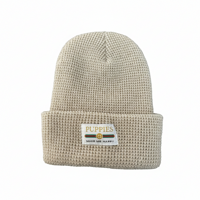 Pup Lux Gold Label Beanie in soft cream