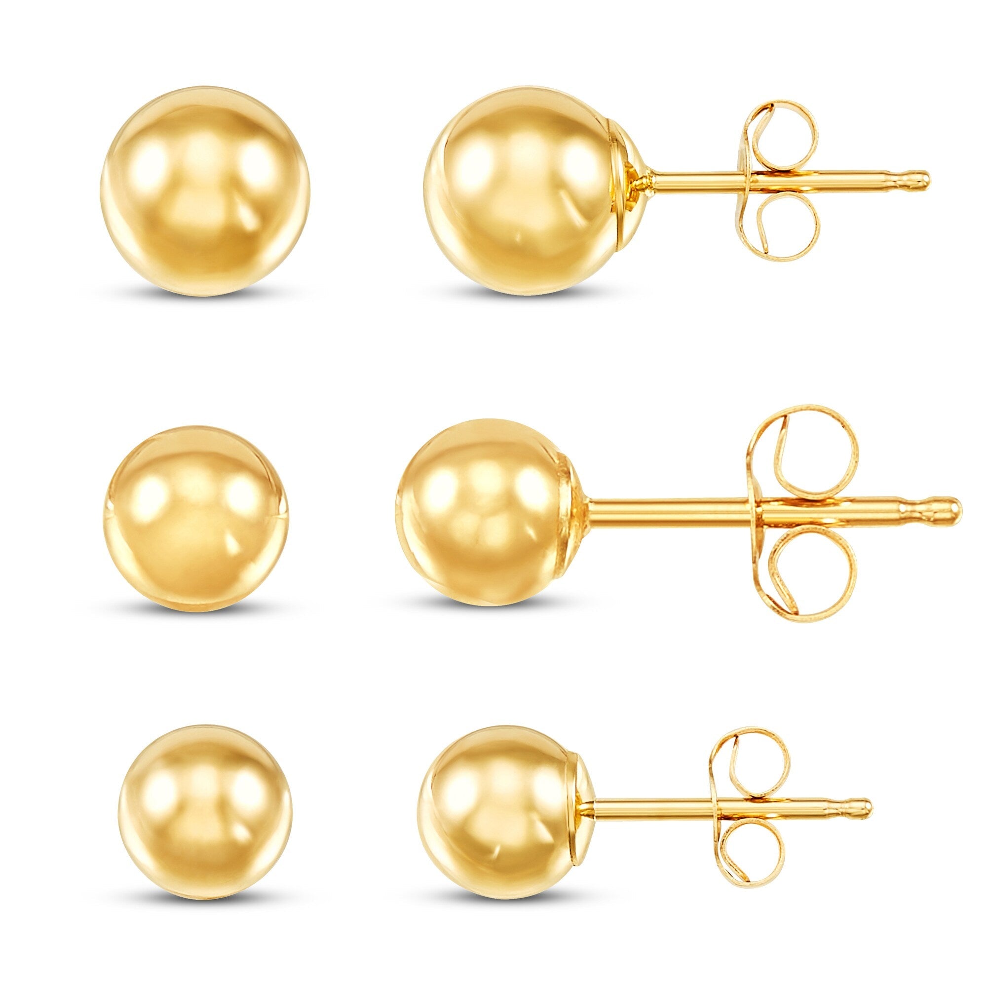 Three-Size Ball Stud Earring Set in 14K Yellow Gold, photo 1