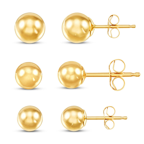 Three-Size Ball Stud Earring Set in 14K Yellow Gold, photo 1