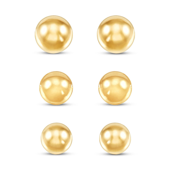 Three-Size Ball Stud Earring Set in 14K Yellow Gold, photo 3