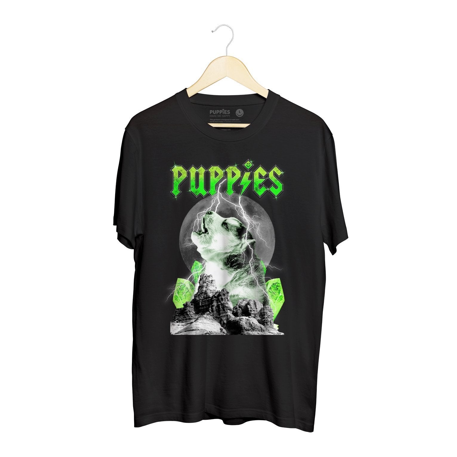Pup Rock Unisex Tee in acid green