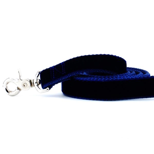 Navy Velvet Dog Leash, photo 1