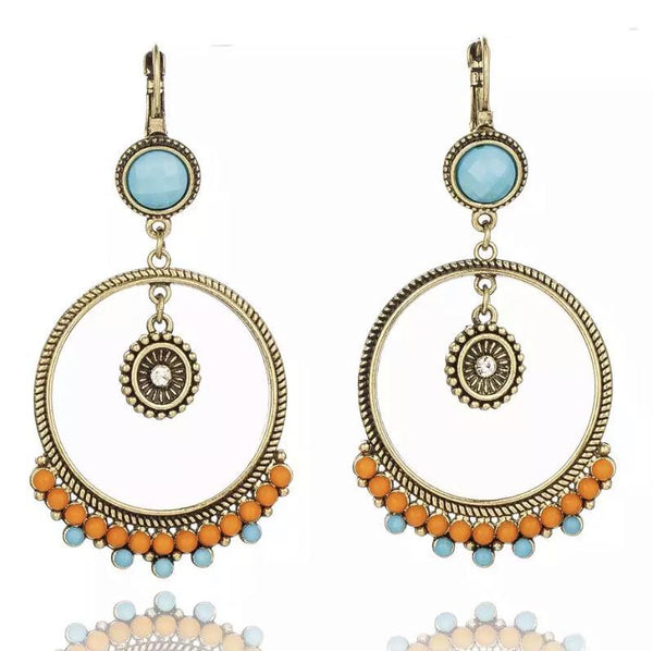 Vintage Boho Dangle Hoop Earrings, photo 1