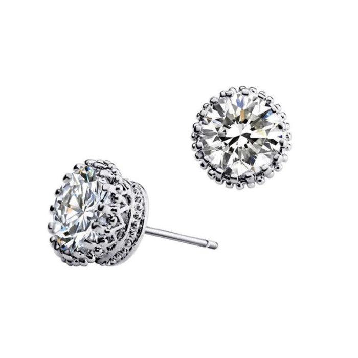 Aretes de botón de flor con circonitas cúbicas Carressa, foto 1