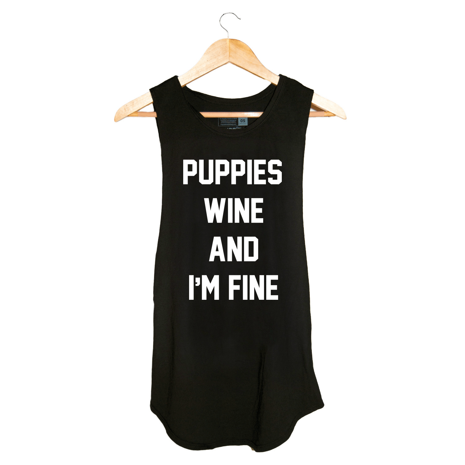 Puppies Wine & I'm Fine Women's Sleeveless Tank in black